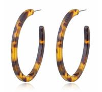 XIGAWAY Acrylic Marbled Earring Leopard Round Hoop Earrings Women Tortoise Shell Jewelry