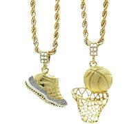 XIGAWAY Basketball Pendant Necklace for Men & Women, Hip Hop Cuban Chain, Vintage Alloy Basketball & Sneaker Charm, Unisex Retro Jewelry (shoe)