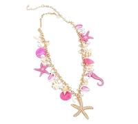 XIGAWAY Beach Chain Seashell Starfish Pendant Necklace for Women, Ocean Themed Charm, Blue Red Alloy Jewelry Gift (blue)
