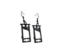 XIGAWAY Black Guillotine-Inspired Earrings for Unisex, Gothic Metal Dangle Earrings, Dark Statement Jewelry Gift (1325)
