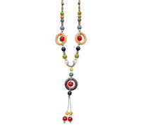 XIGAWAY Ceramic Rope Necklace, New Chinese Style Fringe Pendant Jewelry for Women 51-60cm (Colorful Clouds)