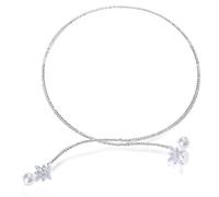 XIGAWAY Crystal Pearl Choker Necklace - Cubic Zirconia Rhinestone Collar Chain for Women (golden)