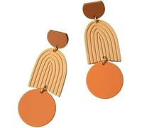XIGAWAY Dreamy Speckled Long Drop Earrings for Women, Acrylic Dangle Earrings with Colorful Marble Pattern, Korean Style Fashion Jewelry (orange)