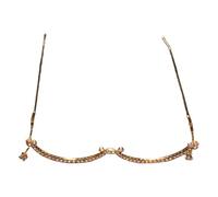 XIGAWAY Elegant Rhinestone Star Pendant Glasses, Foldable Oval Semi-Rimless Metal Frame Decorative Eyewear for Women - Gold & Silver (golden)