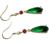 XIGAWAY Emerald Green Clip-On Earrings for Women, Geometric Alloy Ear Clips with Hook and Hoop Options (ear clip)