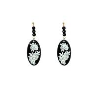 XIGAWAY Floral Relief Stud Earrings, 925 Silver Posts, White or Coral Tone (crane)