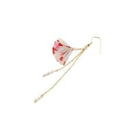 XIGAWAY Folding Fan Tassel Earring, Single Paper Resin Drop, 9 cm | Fan DESIGN: Single 9 cm paper and resin tassel earring comes in red, black, pink, or blue for asymmetrical styling.