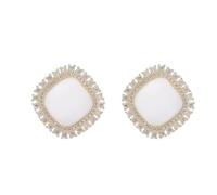 XIGAWAY Geometric Cat’s Eye-Style Stud Earrings for Women, Rhinestone Dangle Earrings, Resin Post Light Luxury Jewelry Gift