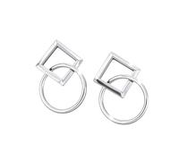 XIGAWAY Geometric Earrings, Zinc Alloy, Women, 1 Pair, Gold/Silver Tone | Interlocking circles, squares, and double-layer curves create bold geometric movement in two versatile finishes.