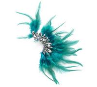 XIGAWAY Geometric Feather Ear Cuffs with Rhinestones, Gold and Silver Plated Ellipse Drop Earrings for Women (Left+Silver)