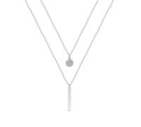 XIGAWAY Geometric Long Bar & Round Crystal Layered Necklace for Women, Double Chain Collarbone Pendant Jewelry for Office Daily Gift, Gold/Rose Gold/Silver (golden)