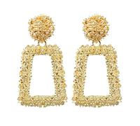 XIGAWAY Geometric Trapezoid Retro Alloy Plated Earrings, Exaggerated Fashion Metal Earrings for Women, Vintage Sweet Style (Multiple Colors) (black)