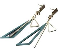 XIGAWAY Geometric Triangle Drop Earrings for Women, Colorful Long Dangle Earrings in Green, Fashion Statement Jewelry