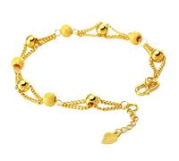 XIGAWAY Gold-Plated Round Beaded Bracelet for Women, Vietnamese Sand Gold Tone, Korean Style Stackable Jewelry Gift