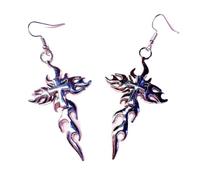 XIGAWAY Gothic Punk Silver Flame Earrings for Women, Cross Motif Irregular Dangle Drop Earrings with Edgy Geometric Design, Lightweight Alloy Jewelry for Daily Wear