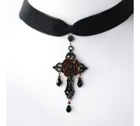 XIGAWAY Gothic Velvet Choker Necklace with Cross Pendant, Dark Hip Hop Rose Heart Shape Drop Chain for Women