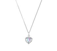 XIGAWAY Gradient Heart Necklace, Silver Plated Collarbone Chain with Ombre Effect, 31-40cm Unisex Cross Link Chain, Korean Japanese Style