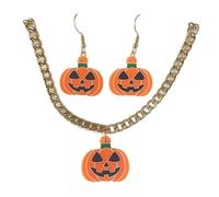 XIGAWAY Halloween Jewelry Set - Bat Ghost Pumpkin Necklace & Earrings, Acrylic Spooky Costume Accessories for Women (5 Style Options) (Ghost B set)