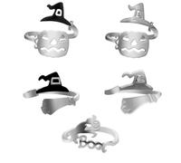 XIGAWAY Halloween Pumpkin Ring for Women, Adjustable Open Band Hollow-Out Minimalist Alloy Jewelry (3)