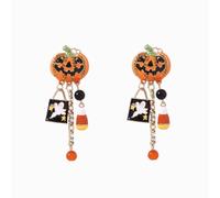XIGAWAY Halloween Pumpkin Skeleton Earrings for Women, Zinc Alloy Fringe Drop Earrings