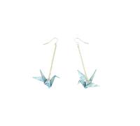 XIGAWAY Handfolded Origami Crane Earring, 6.5cm Japanese Washi Paper Earrings with Copper Hook, Resin Coated Artisan Dangle Earrings, 9 Colors (pink)