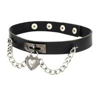 XIGAWAY Heart Padlock Choker Necklace for Women, Adjustable Leather Collar with Lock & Key Pendant, 8-20 Inch Layering Necklace, 8 Colors, Summer 2025 (red)