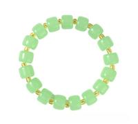 XIGAWAY Jade-Like Glass Bead Bracelet, Unisex Couple Stacking Bangle, White Black Green Adjustable String Bracelet, Fall 2025 Minimalist Jewelry (green)
