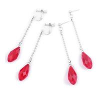 XIGAWAY Kurapika Earrings Hunter Anime Cosplay Red Teardrop Crystal Drop Earrings Unisex (B)