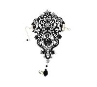 XIGAWAY Lace Bracelet and Ring Integrated Chain, Adjustable Wrist Guard, Suitable for Women's Romantic and Sweet Style Jewelry, Handmade, Black or White (white)