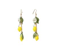 XIGAWAY Lemon Flower Resin Earrings for Women, Handmade Summer Plastic Fruit Floral Dangle Earrings, Fresh Preppy Style Geometric Ear Accessories (small size)