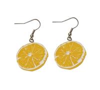 XIGAWAY Lemon Slice Earrings for Women, Handmade Resin Fruit Earrings with Alloy Hook, Fresh and Sweet Summer Ear Accessories (ear clip)