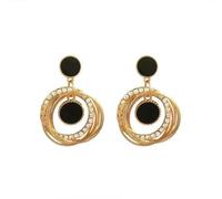 XIGAWAY Long Hoop Earrings, Alloy, 4.5 x 3.5 cm, 1 Pair, Gold-Tone