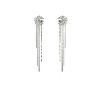XIGAWAY Lunar Long Tassel Clip Earrings for Women No Piercing Needed, Silver Alloy Stardust Moon Charm Ear Cuffs, Korean Style Non-Pierced Jewelry, 2026 Summer Gift