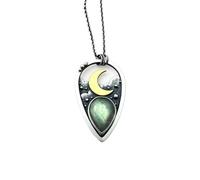 XIGAWAY Moon Teardrop Pendant Necklace for Women, Beaded Chain, 50cm | Moon Teardrop Pendant with a Luminous Accent and Hollow Geometric Design on a 50 Cm Beaded Chain for Daily Wear or Gifting.