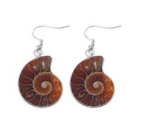 XIGAWAY Natural Snail Ammonite Spiral Whorl Conch Shell s Pendant Dangle Earrings