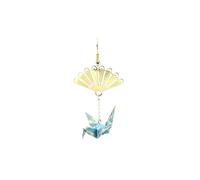 XIGAWAY Origami Crane Fan Earring for Women, Single Paper Crane Dangle Earring, Japanese Style Folded Art Jewelry (Red/Pink/Blue/Black) (Single) (red)