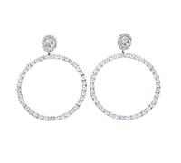 XIGAWAY Oversized Hoop Earrings for Women, Sparkling Full Rhinestone Geometric Circle Earrings, 25g Heavy Statement Gold Silver Alloy Earrings for Party (golden)