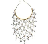XIGAWAY Pearl Hair Chain with Crystal Accents, Elegant Bridal Wedding Headpiece in Silver and Gold (golden)