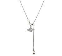 XIGAWAY Pearl Saturn Pendant Necklace for Women, Planet Charm Long Chain with Crystal Bead Accent, Adjustable Drawstring Tassel Necklace for Sweaters, 71-80cm Length