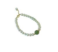 XIGAWAY Pearl & Teal Beaded Bracelet - Adjustable Green Pearl Boho Handmade Jewelry Gift for Women Friends, One Size