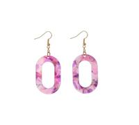 XIGAWAY Purple Color-Block Acrylic Earrings for Women, Geometric Oval Drop Dangle Earrings, Edgy Artistic Alloy Statement Jewelry