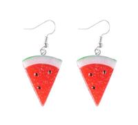 XIGAWAY Realistic Watermelon Drop Earrings for Women Men, Cute Fruit Resin Dangle Earrings with Geometric Design (5x2.3cm, 4.9g)