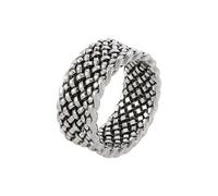 XIGAWAY Retro Woven Zinc Alloy Ring, Circular Geometric Unisex Band, Electroplated Silver Fashion Ring (nine,silvery)