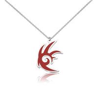XIGAWAY Shadow Necklace for Men and Women - Red Geometric Alloy Pendant with Ripple Chain, Trendy Unisex Gothic Jewelry