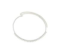 XIGAWAY Single Row Rhinestone Neck, Silver Gold Alloy Choker Collarbone Chain for Women, Cubic Zirconia Crystal Pendant European and American Simple Clavicle Chain, 16+2 Inch Adjustable (golden)