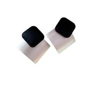 XIGAWAY Square Brushed Matte Two-Tone Stud Earrings for Women Geometric Office Casual Gold Silver Metal Posts (silvery)