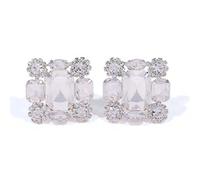 XIGAWAY Square Crystal Clip-On Earrings, Geometric Non-Pierced Earrings for Women