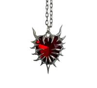 XIGAWAY Thorn Pendant Necklace, Red and Black Geometric Alloy Bead Chain, Women's, Alternative Fashion Jewelry (253)