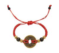 XIGAWAY Traditional Chinese Five Emperor Coin Bracelet, Handmade Red String Wealth Luck Bracelet for Men & Women (1)