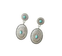 XIGAWAY Turquoise Blue Pumpkin Flower Earrings, Silver Alloy Teardrop Pendant Women's Earrings, 6cm Bohemian Style Simple Daily Wear Earrings (turquoise)